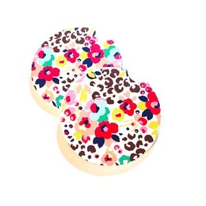 Floral Cheetah Print Car Coasters